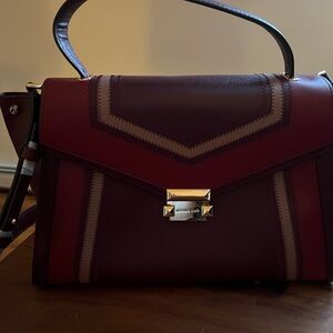 Michael Kors Burgundy and cream Satchel